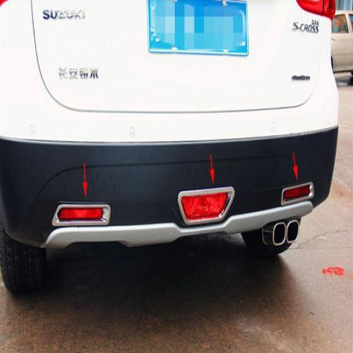 車用メッキパーツ 2013 スズキ SX4 S クロス リアフォグランプカバー ABS クローム オート アクセサリー 3 ピース AL-AA-0255 AL Car plating parts｜オートパーツエージェンシー2号店