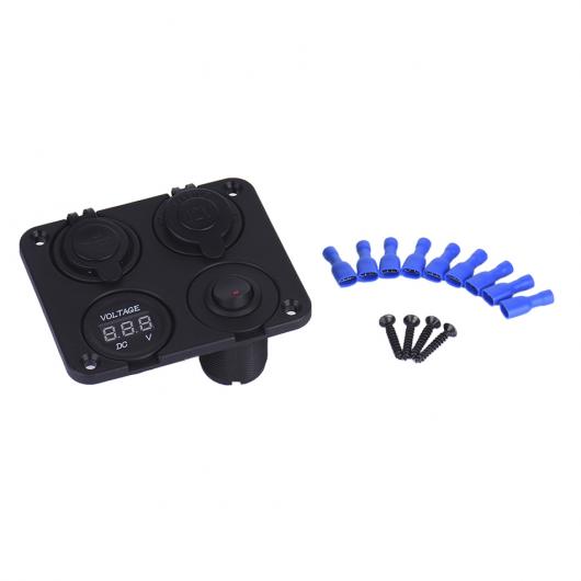 2019円 本物◆ AL シガーソケットアクセサリ 12ボルト カー シガーライターソケット デュアルUSBアダプタ充電器デジタル電圧計スイッチブラック AL-AA-1802