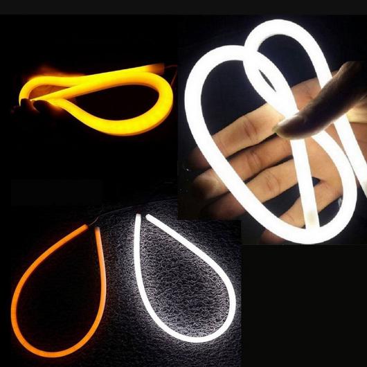 車用ケーブル ターン シグナルライト LED カースタイリング ユニバーサル DRL フレキシブル チューブストリップ 日中走行用 60cm White to Yellow AL-AA-7400 AL Car cable