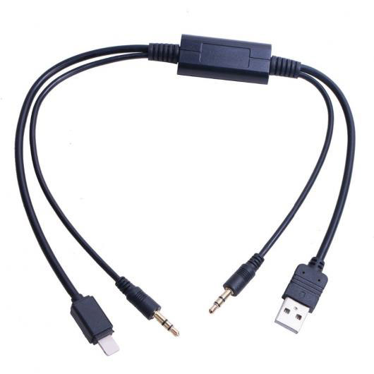 車用ケーブル AMI MMI MDI 3.5mm 3.5mm AUX USB ケーブル 充電 ケーブル アダプタ BMWミニクーパーR55 E81 E82 E90 E91 F10 F12 ブラック AL-AA-7085 AL Car cable
