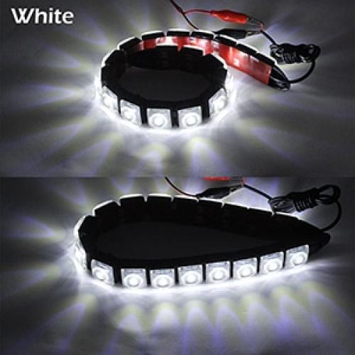デイタイム ランニングライト DRL オートフレキシブル LED ストリップ ドライビング ライト デイライト フォグ ランプ 12V White 9LED Black Case AL-BB-1173 AL Car light