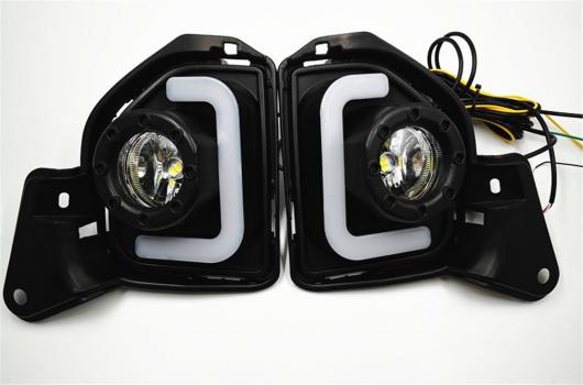 点滅 2ピース LED 12V ABS フォグランプ DRL デイタイムランニングライト トヨタ ハイエース 2014 2015 2016 2017 2018 ターン シグナル White and Yellow AL-BB-1219 AL Car light