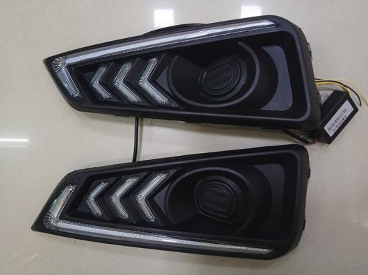 点滅2ピース ホンダ シティ 2015 2016 LED DRL デイタイム ランニングライト フォグ ランプ カバー ヘッドライト 12V デイライト スタイリング White and Yellow AL-BB-1317 AL Car plating parts｜オートパーツエージェンシー2号店