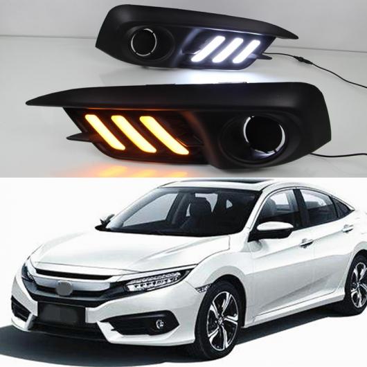 カー点滅 2ピース ホンダ シビック 2016 2017 DRL LED 日中走行 ライト リレーデイライト スタイリング White and yellow AL-BB-1329 AL Car plating parts