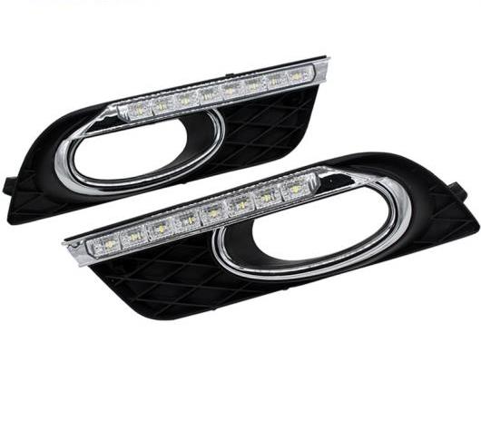 起亜 特定 デイタイム ランニングライト LED DRL ホンダ シビック9TH 2011-2015フォグランプ カバー ターン シグナル 淡カラー表示ライト White with Yellow AL-BB-1354 AL Car plating parts