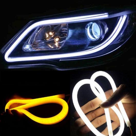 2個 ユニバーサル シリカゲル LED ターン シグナル ランプ オート デイタイムランニングライト DRL スタイリング DIY 修正 12V 60cm white turn yellow AL-BB-1398 AL Car plating parts｜オートパーツエージェンシー2号店