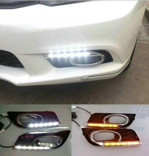ターニング シグナル スタイルリレー 12V LED DRL デイタイムランニングライト ホンダ シビック カバー 9TH 2012 2013 White and yellow AL-BB-1501 AL Car plating parts