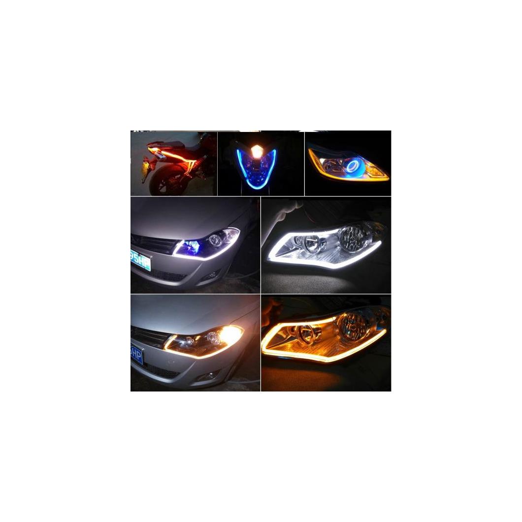 2ピース シリカゲル LED DRL ターンシグナル外部ライトデイタイムランニングライト オート 12V SMD COB 85CM white and yellow AL-BB-1423 AL Car plating parts