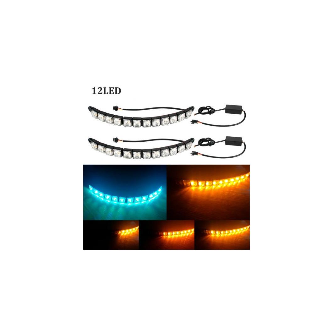 カーデイタイムランニングライト 2*12 LED DRL フォグランプ フレキシブル シリコーン 防水超高輝度 A3 white turn yellow AL-BB-1495 AL Car plating parts 13,354円