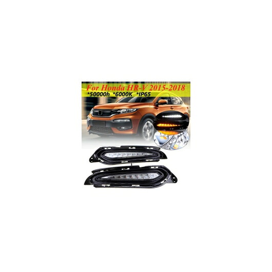 2個防水 12V LED DRL イエロー ターン シグナル スタイル ホンダ HRV HR-V 2015 2016 2017 2018 AL-BB-1514 AL Car plating parts