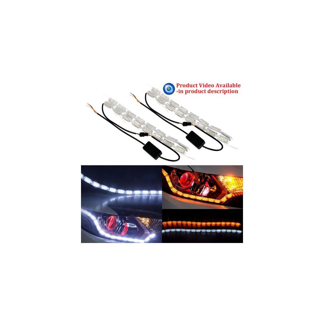 2個 16SMD アンバーシーケンシャル フロー フレキシブル LED ストリップ DRL クリスタル エンジェルアイ デイタイムランニングライト チューニングターン シグナル AL-BB-1517 AL Car plating parts｜オートパーツエージェンシー2号店