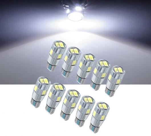 10個 T10 W5W 194 5630 LED バルブ 6 SMD HID CAN-BUS エラー カーサイドウェッジライトライセンスプレートライト天井ランプ AL-BB-7240 AL Car parts
