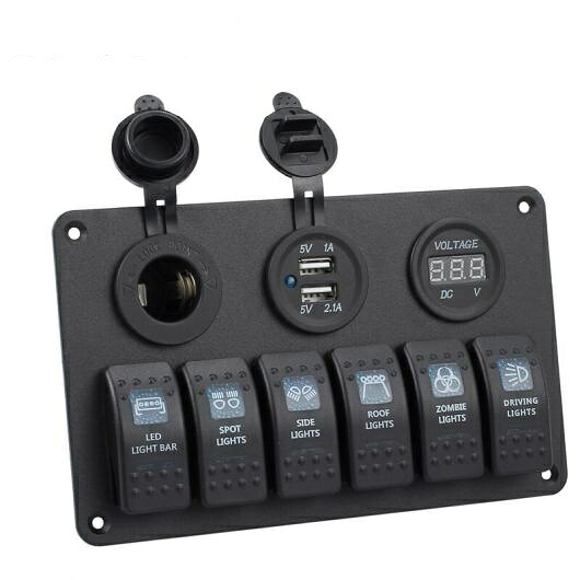12V 24V 6 ギャング LED ロッカースイッチパネル回路遮断器充電器 ロッカースイッチパネル回路ブレーク ボート マリン タイプ001 AL-BB-7258 AL Car parts｜オートパーツエージェンシー2号店