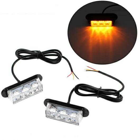 2個 12V/24V 4 LED ストロボ警告灯ストロボグリル点滅ライトバー トラック ビーコンランプアンバー トラフィック ライト AL-BB-7335 AL Car parts