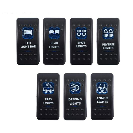 7ピース 12V 24Vロッカートグルスイッチボタン ブルー 色 インジケータライト防水 IP65 トラック ボート バンオートバイ AL-BB-7522 AL Car parts|オートパーツエージェンシー2号店