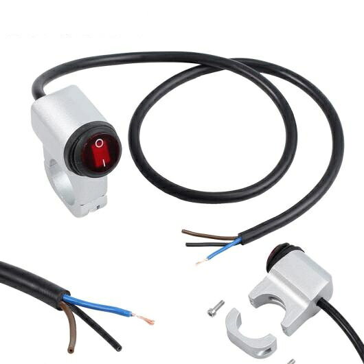 シルバー 12V 10A 22mm 防水オフスイッチ合金 オートバイ ハンドルヘッドライト フォグ スポットライトオフスイッチ AL-BB-7677 AL Car parts