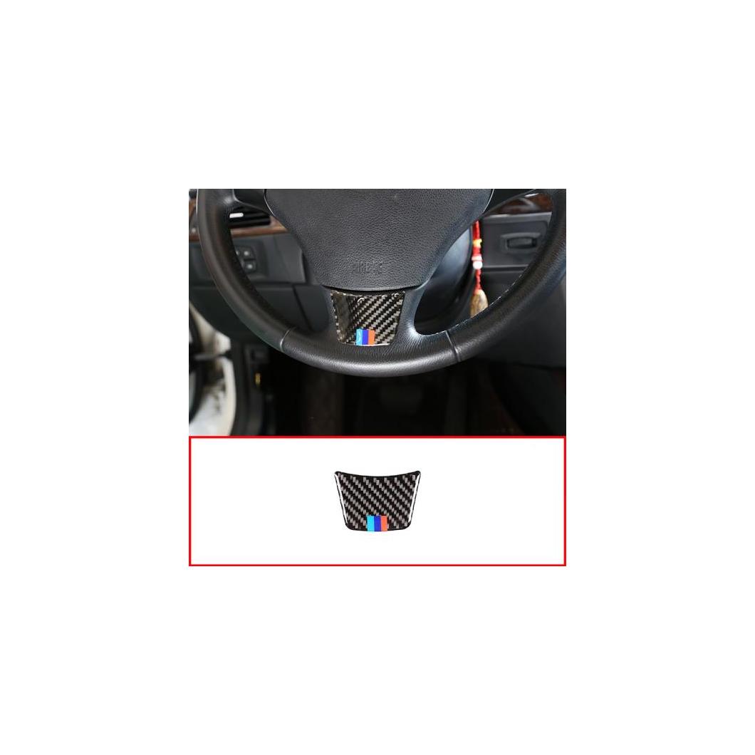 リアルカーボンファイバーステアリングホイールトリムステッカー BMW 3 シリーズ E90 E92 2005-2012 選べる2バリエーション Solid Color・Tri-Color AL-CC-8206 AL Interior parts for cars