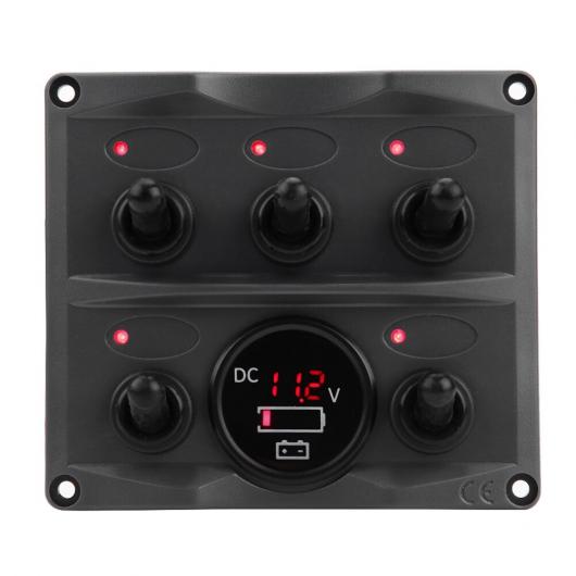 5P 12/24V カー ボート RV ヨットオン/オフトグルスイッチパネル カラフル LED 電圧計防水カーアクセサリースイッチパネル AL-DD-0961 AL Car parts|オートパーツエージェンシー2号店