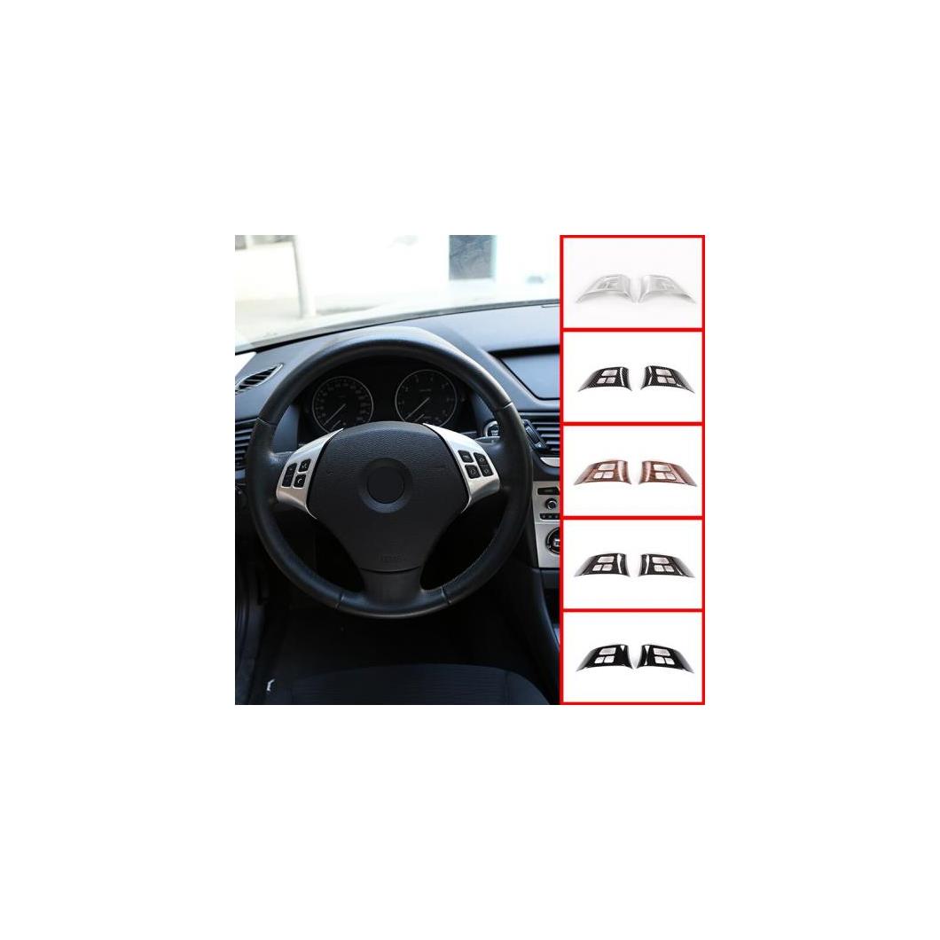 ABS クローム ステアリングホイールボタン BMW X1 E84 2010-2013 BMW E90 E92 3 シリーズ 2005-2012 選べる5バリエーション Glossy black～Black Wood Grain AL-DD-4094 AL Interior parts for cars