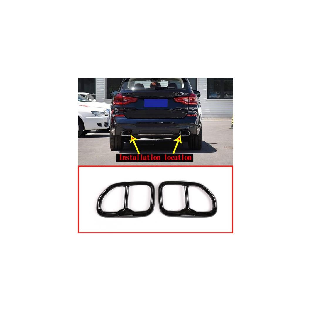 2個 光沢 ブラック クローム 304 ステンレス スチール エキゾースト テールパイプ カバー BMW X3 G01 X4 G02 2018-2019 選べる2カラー ブラック・シルバー AL-DD-4269 AL Car plating parts