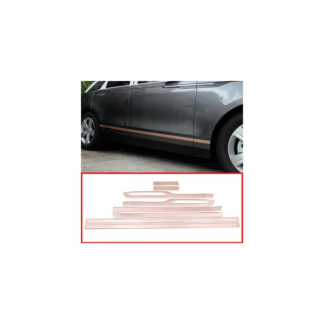 8個 光沢 ブラック ゴールド ABS ドア 装飾 ストリップ トリム レンジローバー VELAR 2017-2018 選べる3カラー ブラック～シルバー AL-DD-4289 AL Car plating parts