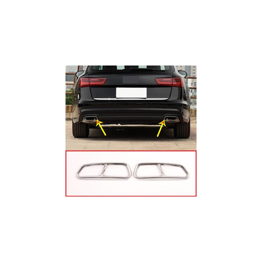 アウディ A6 A7 C7 2016-2018 ステンレス スチール クローム エキゾースト パイプ カバー 2個 AL-DD-4295 AL Car plating parts