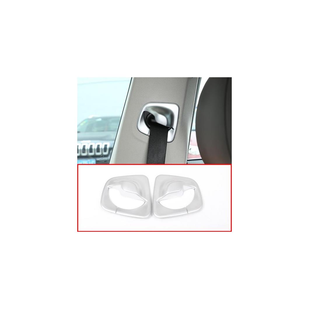 2ピース マットシルバー ABS クロームフロントシートベルト 装飾 カバー トリム BMW 5 シリーズ G30 2017-2018 AL-DD-4459 AL Interior parts for cars