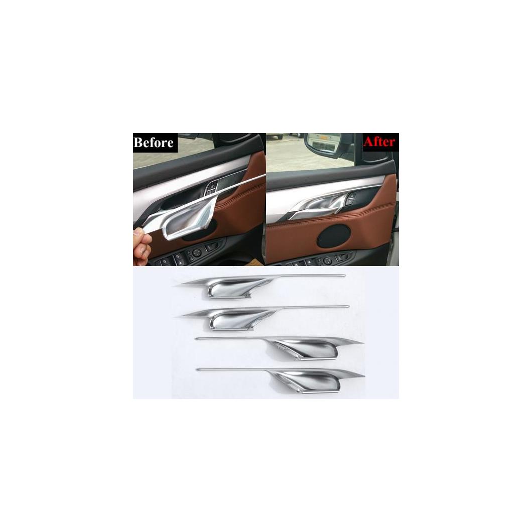 4個 シルバー ブラックインテリアドアハンドルボウル BMW X5 X6 F15 F16 2014-2018 シルバー AL-DD-4779 AL Interior parts for cars