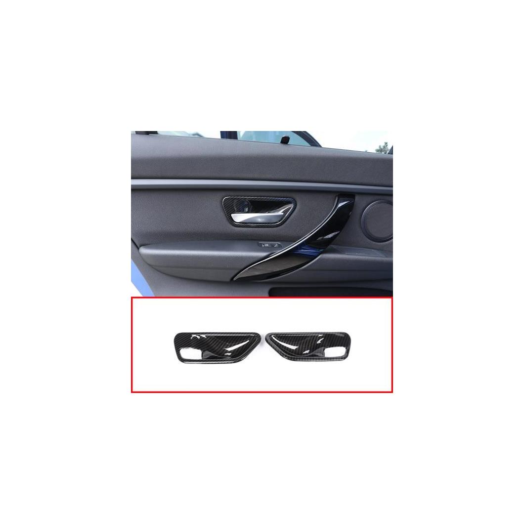 2個 カーボン調 ABS プラスチインテリアドアハンドルボウル カバー BMW 3 4 シリーズ F30 F32 F35 316i 318i 320Li 2013-2018 選べる2バリエーション Carbon fiber style・Silver AL-DD-5846 AL Interior parts for cars
