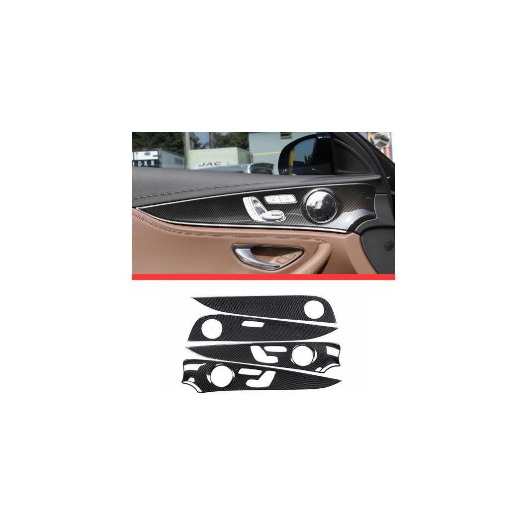 メルセデスベンツ EクラスW213 E200L E300L ABS クロームグロスブラックインテリアドア パネル カバー 4ピース 選べる2バリエーション Gloss black・Carbon fiber AL-DD-6455 AL Interior parts for cars