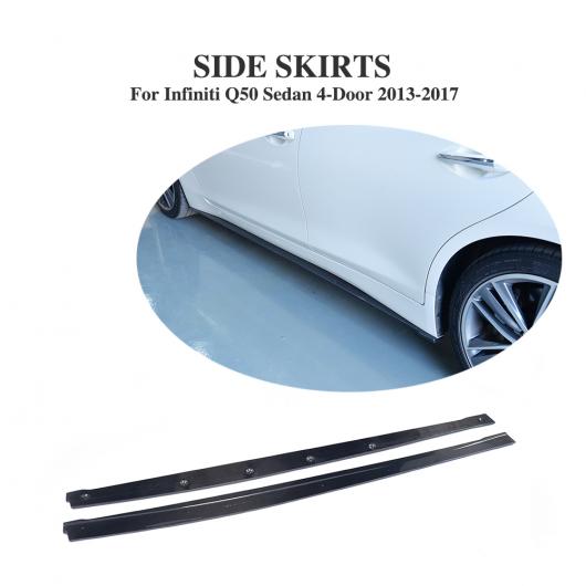 車用外装パーツ カーボンファイバー サイド ドア ボトム ライン リップ スカート 適用: インフィニティ Q50 セダン 4-ドア 2013-2017 2個セット AL-DD-8173 AL Exterior parts for cars