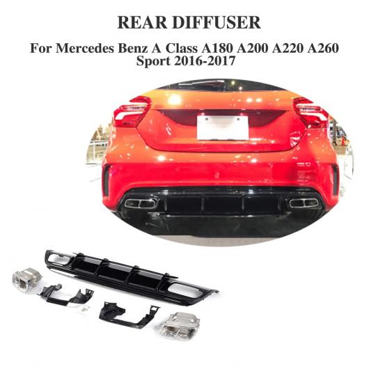 車用外装パーツ PP リア バンパー リップ スポイラー ディフューザー エキゾースト マフラー 適用: メルセデスベンツ Aクラス A180 A200 スポーツ ハッチバック 4 ドア 16-17 AL-DD-8313 AL Exterior parts for cars|オートパーツエージェンシー2号店