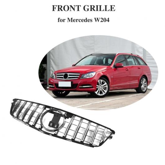 車用外装パーツ レーシング グリッド 適用: メルセデス W204 GT グリッド ABS 素材 バンパー グリル 適用: ベンツ Cクラス C300 C350 2009-2014 ブラック・シルバー AL-DD-8502 AL Exterior parts for cars