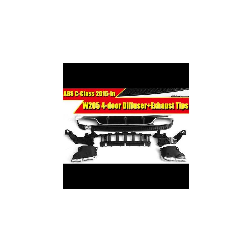 車部品 適用: メルセデスベンツ W205 リア ディフューザー 4本出し エキゾースト チップ エンド パイプ タイプ Cクラス 4ドア C180 C200 C250 300 2015-2018 タイプ001 AL-EE-0047 AL Car parts|オートパーツエージェンシー2号店
