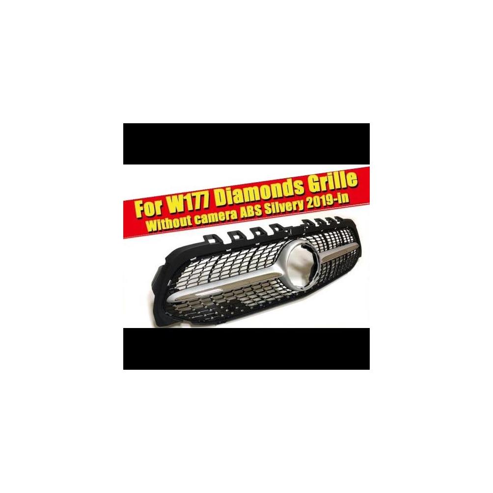 車用外装パーツ W177 ダイヤモンドグリル スタイル ABS シルバー フロント バンパー Aクラス A180 A200 A250 カメラホールなし スポーツ グリッド 2019 タイプ001 AL-EE-0324 AL Exterior parts for cars