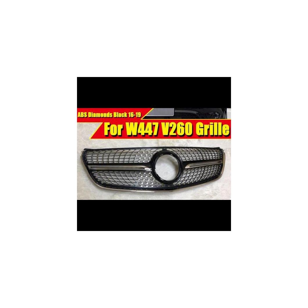 車用外装パーツ 適用: MB メルセデス W447 ヴィト V250 V260 フロント バンパー ダイヤモンド グリッド グリル ABS 光沢ブラック カメラホールなし アドオン スタイル 2016-19 タイプ001 AL-EE-0356 AL Exterior parts for cars