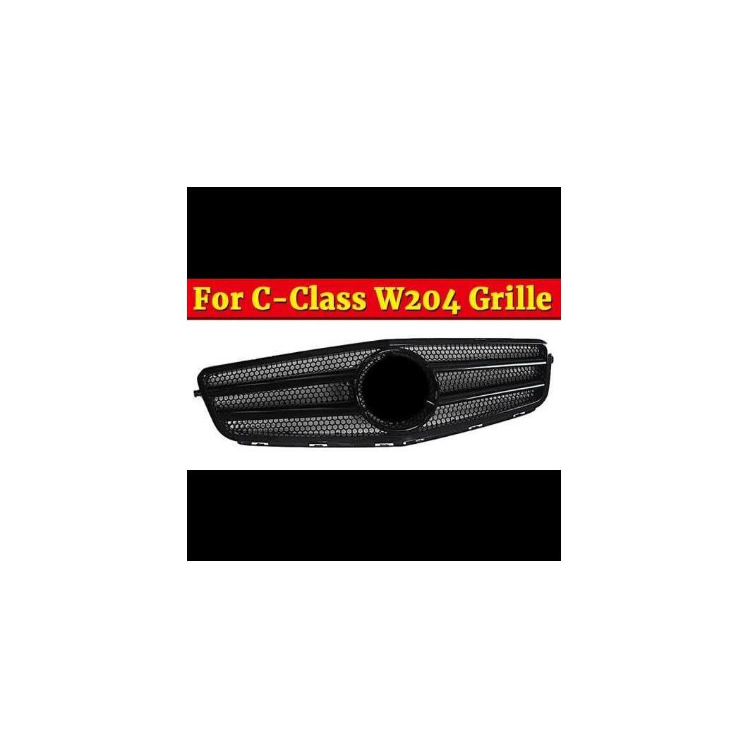 車部品 適用: メルセデス Cクラス W204 C204 サルーン クーペ C63 フロント バンパー スポーツ グリッド グリル ABS 光沢ブラック 07-14 タイプ001 AL-EE-0853 AL Car parts