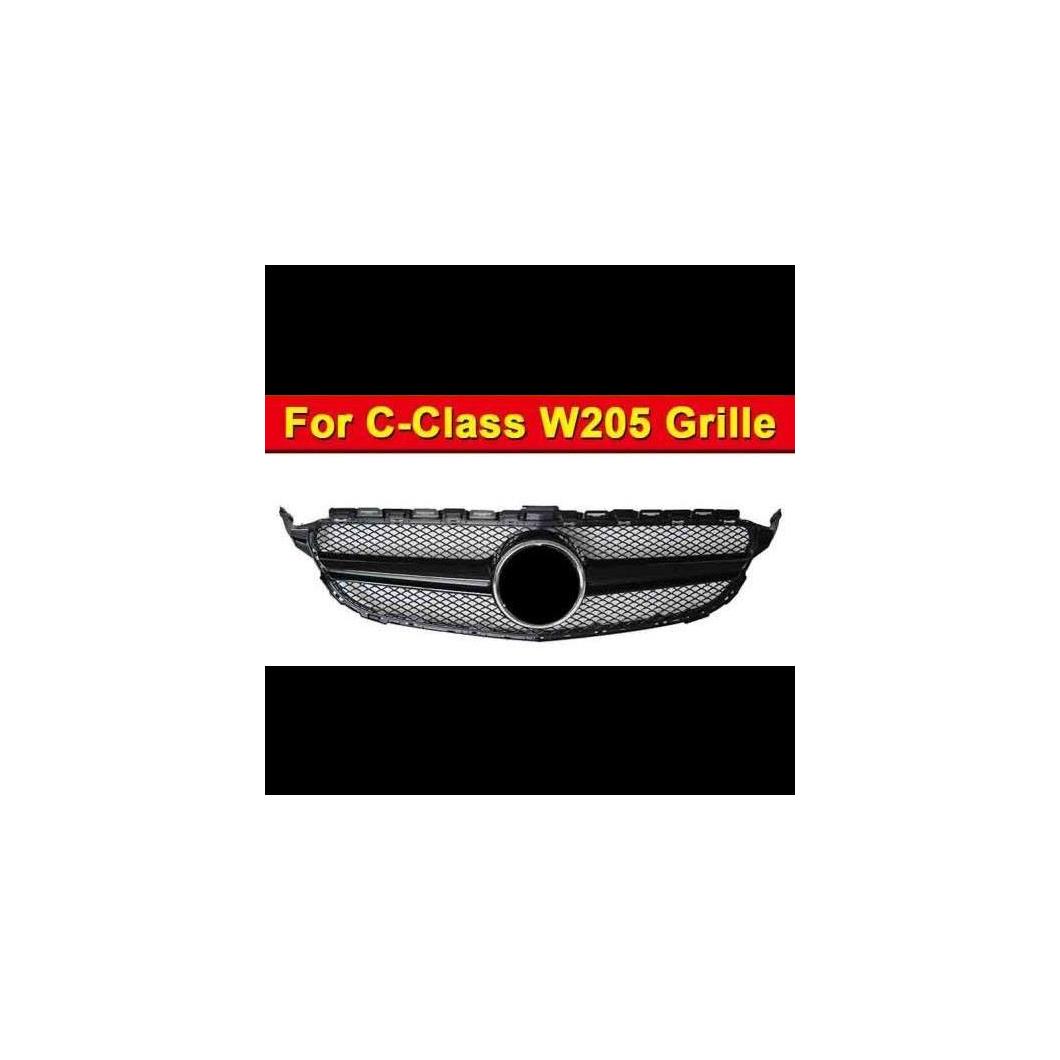 車用外装パーツ W205 グリル フロント ABS 光沢ブラック 適用: メルセデスベンツ Cクラス スポーツ C180 C200 C250 バンパー メッシュ 2015-18 タイプ001 AL-EE-1026 AL Exterior parts for cars