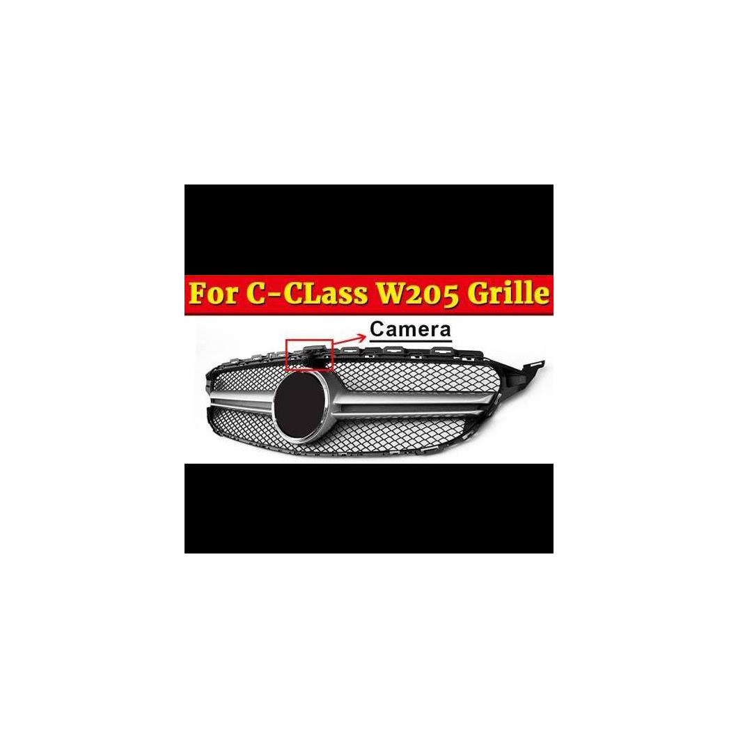 車用外装パーツ W205 グリッド ABS シルバー スタイル グリル 適用: メルセデスベンツ スポーツ Cクラス C180 C200 C250 C300 C350 フロント カメラホール 15-18 タイプ001 AL-EE-1057 AL Exterior parts for cars