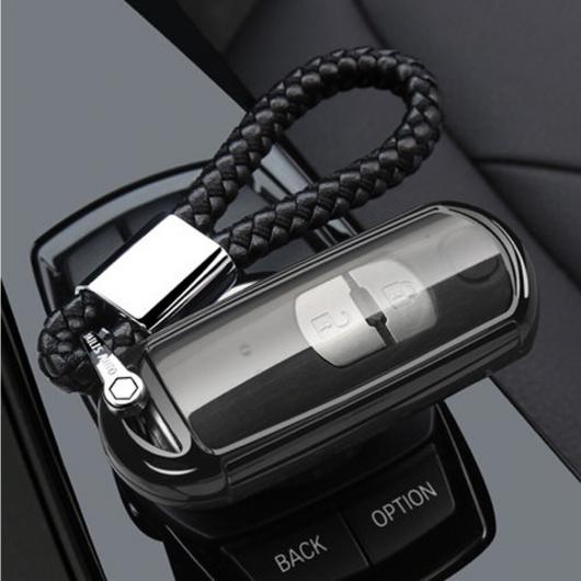 TPU キーケース ウォレット 適用: マツダ 2 3 5 6 8 アクセラ アテンザ CX3 CX4 CX5 CX7 CX9 RX MX-5 ミアータ スマート キー ホルダー タイプ002～ブラック AL-EE-3183 AL Car parts