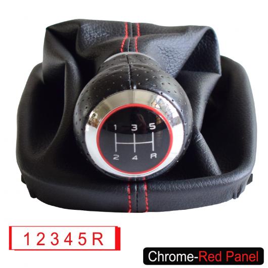 5/6速 ギア MT シフト スティック ノブ レバー 適用: アウディ A6 C5 1997-2001/A4 1998-2000/A8 D2 1996-03 ダストプルーフ ブーツ カバー クローム・ブラック・5・R～マットシルバー・レッド・R・5 AL-EE-3979 AL Car parts