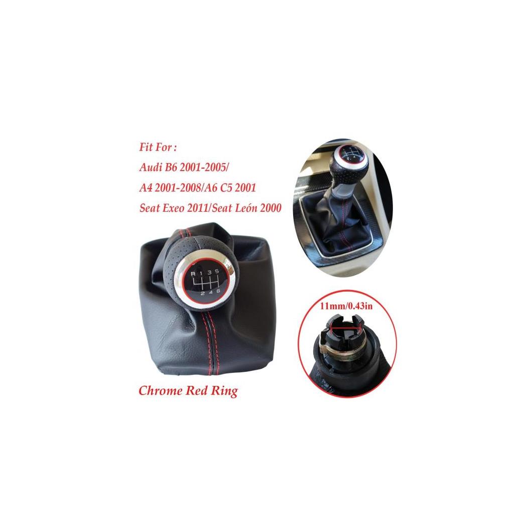 マット クローム レッド リング ギア シフト ノブ ブーツ フレーム 適用: アウディ A4 2001-2008 B6 2001-2005 A6 C5 2001 セアト エクシオ 2011 R5・レッドヘッドマット～R6・レッドヘッドクローム AL-EE-3578 AL Car parts 4,625円