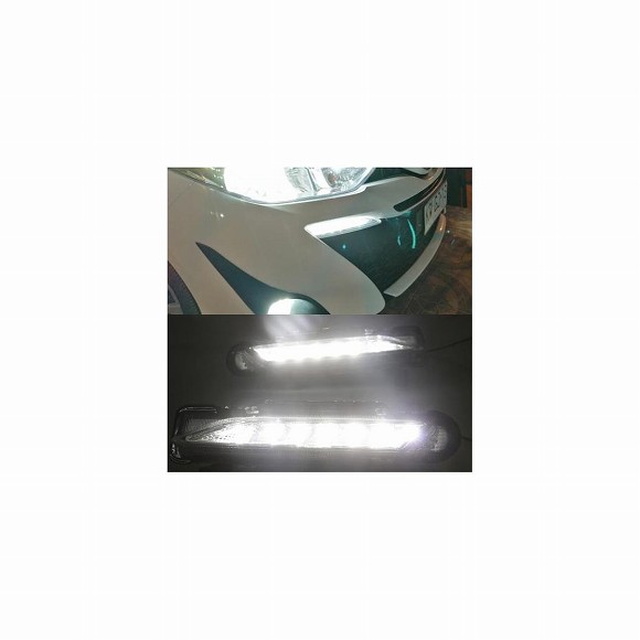 2 個 適用: トヨタ ヤリス 2017-2018 LED DRL デイタイム ランニング ライト デイライト 前側 バンパー ライト ブレーキ ライト ライト オート ホワイト & イエロー・ホワイト AL-EE-3843 AL Car parts