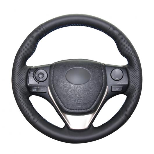 ブラック PUレザー ステアリング ホイール カバー 適用: トヨタ RAV4 2013-2019 カローラ 2014-2019 オーリス 2013-2016 サイオン IM 2016 ブラック糸～ダーク グレー糸 AL-EE-8060 AL Interior parts for cars
