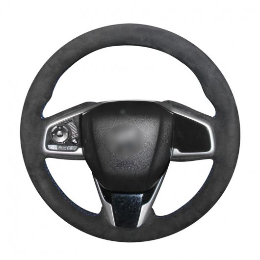 手縫い DIY ブラック スウェード ステアリング ホイール カバー 適用: ホンダ シビック シビック 10 2016-2019 CRV CR-V 2017-2019 クラリティ 2016-2018 ブラック糸～グレー糸 AL-EE-8069 AL Interior parts for cars