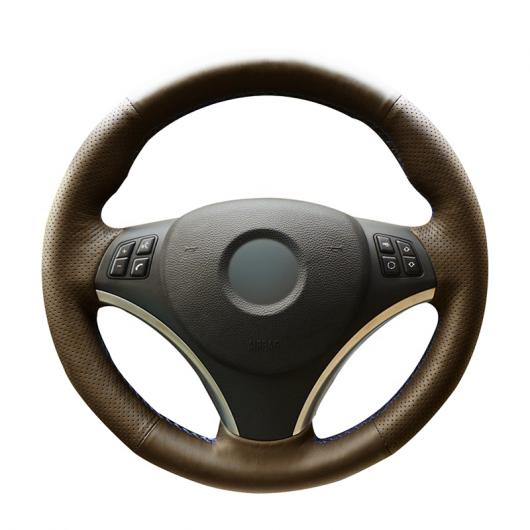 ステアリングホイールカバー 編み上げタイプ ブラック カーフスキン レザー ラップ 適用: BMW E90 320I 325I 330I 335I E87 120I 130I 120D ブラック 糸～グレー 糸 AL-FF-0550 AL Interior parts for cars