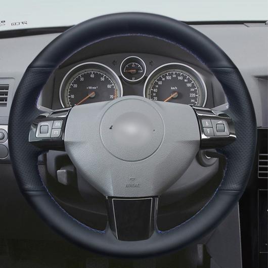 ステアリングホイールカバー 編み上げタイプ カーフスキン レザー 適用: オペル アストラ H 2004-2009 ザフィーラ B シグナム 2005 ベクトラ C ブラック 糸～グレー 糸 AL-FF-0568 AL Interior parts for cars