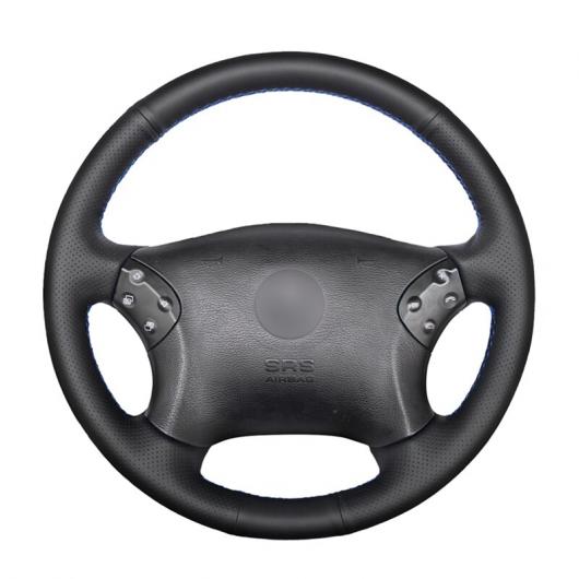 ステアリングホイールカバー 編み上げタイプ カーフスキン レザー ブラウン レザー 適用: メルセデス ベンツ W203 Cクラス 2001-2007 ブラック 糸～グレー 糸 AL-FF-0571 AL Interior parts for cars