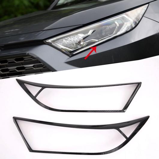 適用: トヨタ RAV4 2018 2019 ABS クローム ブラック アクセサリー メッキ ヘッド ライト ランプ カバー トリム フロント カーボン スタイル・フロント ブラック AL-FF-0813 AL Exterior parts for cars