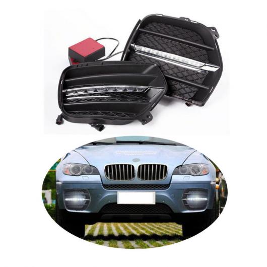 ヘッドライト 2ピース LED DRL デイライト 適用: BMW X6 E71 2010 2011 2012 デイタイム ランニング ドライビング ライト デイ フォグライト ランプ AL-FF-1544 AL Car parts